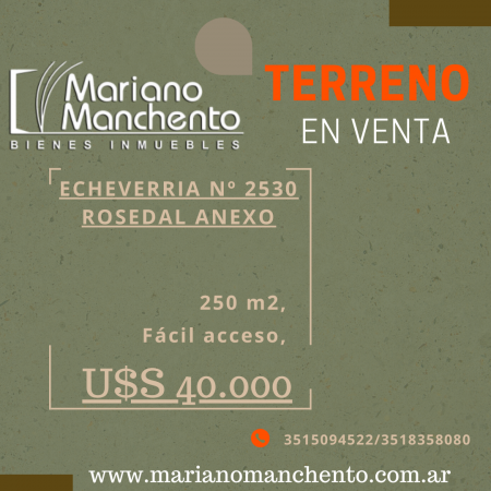 TERRENO PARA LA VENTA EN BARRIO ROSEDAL ANEXO