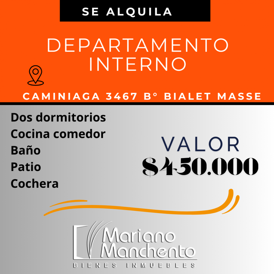 Barrio Bialet Masse, departamento interno en alquiler 